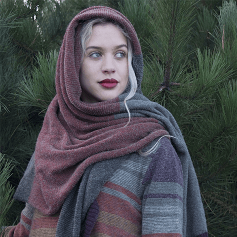 Lady wearing woollen scarf Lady wearing woollen scarf